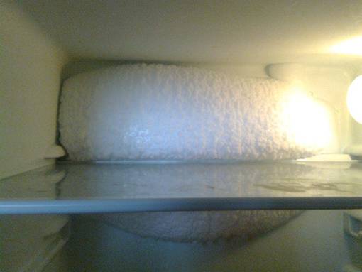 На задней стенке холодильной камеры намерзает лед