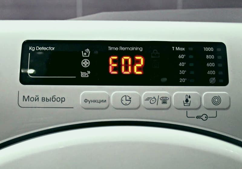 Ошибка Е02 в стиральной машине Канди